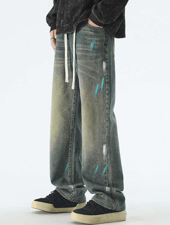 Japanese Brand × Jean American loose straight trendy ink-splashed versatile jeans Size US 32 / EU 48 - 2 Thumbnail