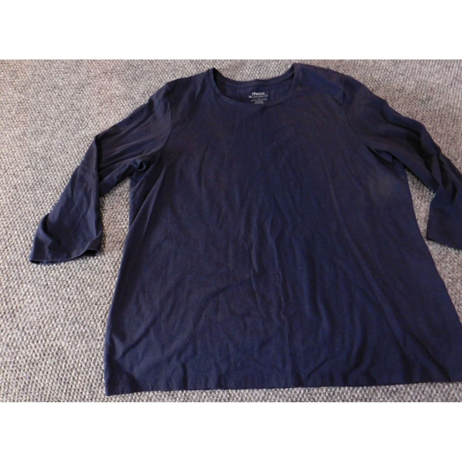 Vintage Chico's Blouse Shirt Womens 3 3 Blue Round Neck Long Sleeve Solid Cotton Spandex Rayon Basic Casual Stretch Top Vintage N/A Size XS / US 0-2 / IT 36-38 - 3 Thumbnail