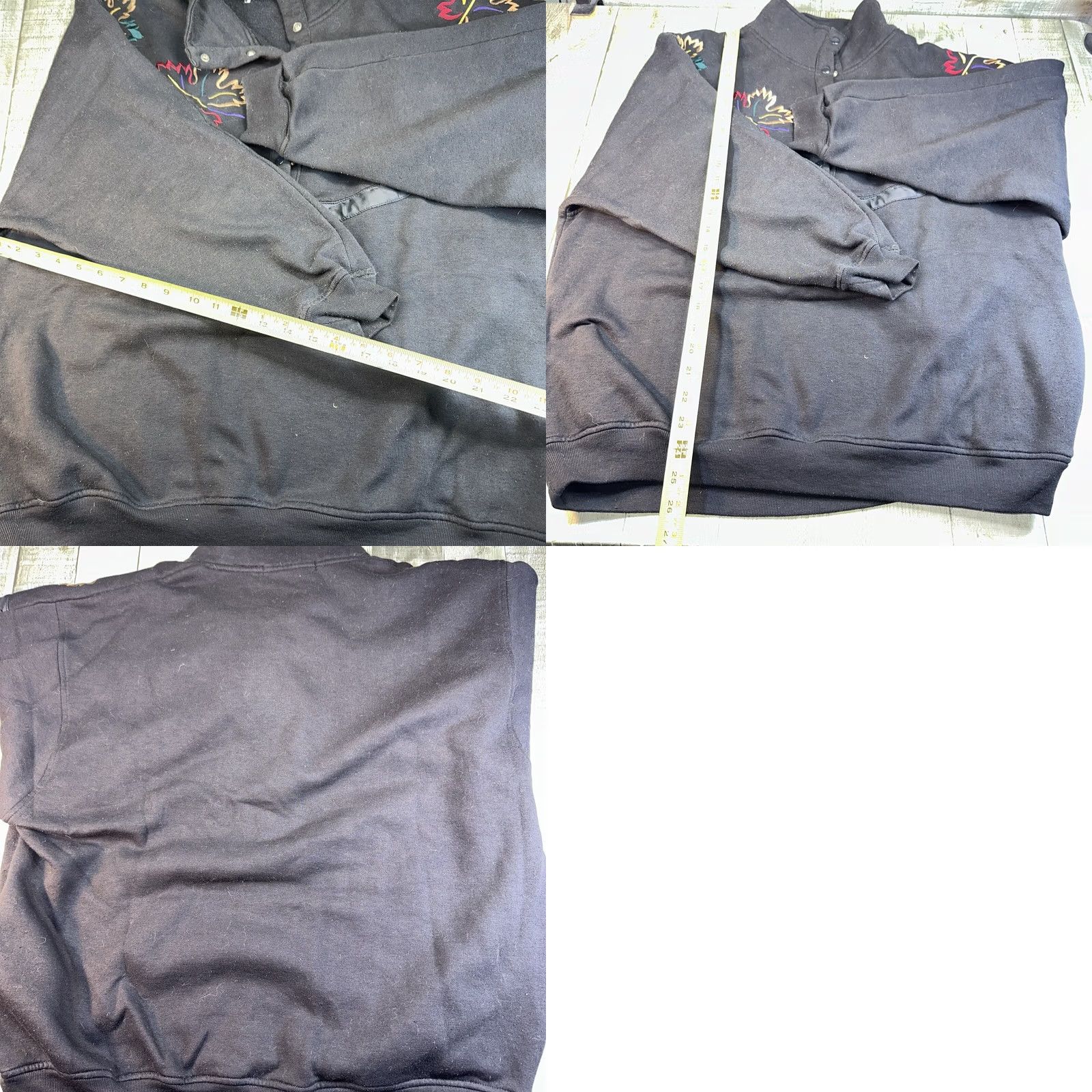Vintage VINTAGE Women’s Embroidered Fall Leaves Button-Up Crewneck Shirt XL Black Womens Size XL / US 12-14 / IT 48-50 - 8 Thumbnail