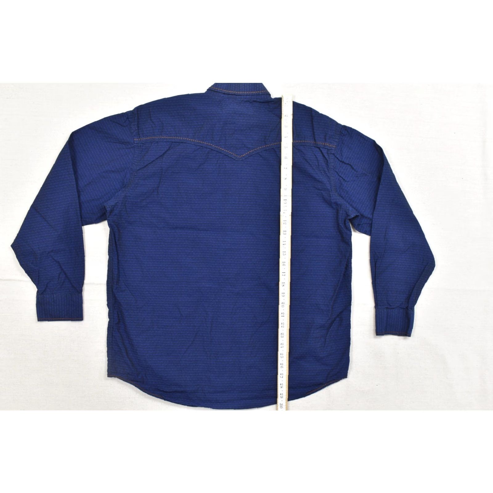 Vintage Rough Stock Panhandle Slim Mens Large Blue Textured Long Sleeve Western Snap Shirt Size US L / EU 52-54 / 3 - 5 Thumbnail