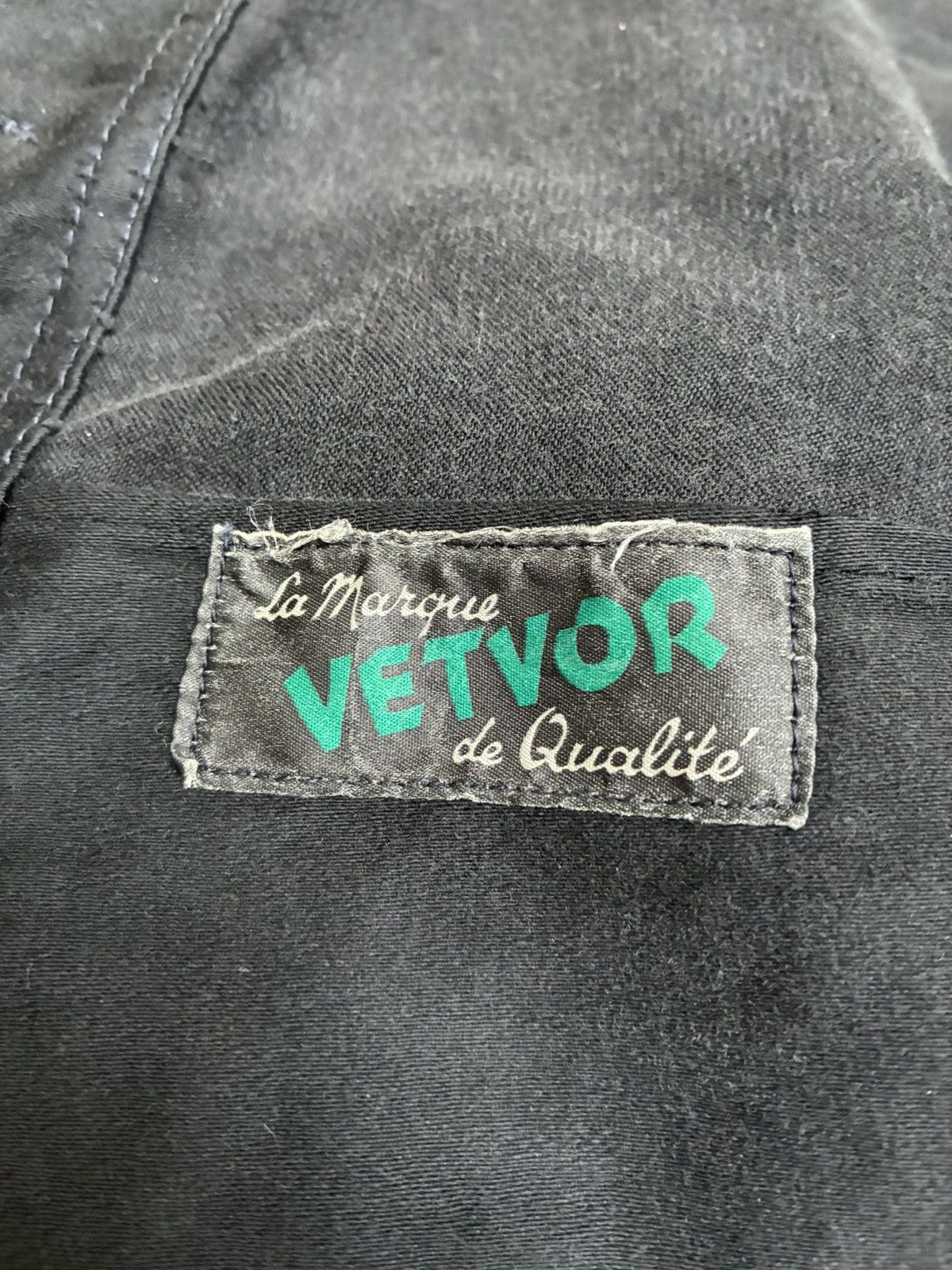 Other 50s ANTIQUE FRENCH BLACK MOLESKIN CHORE JACKT MADE BY VECTOR Size US S / EU 44-46 / 1 - 7 Thumbnail