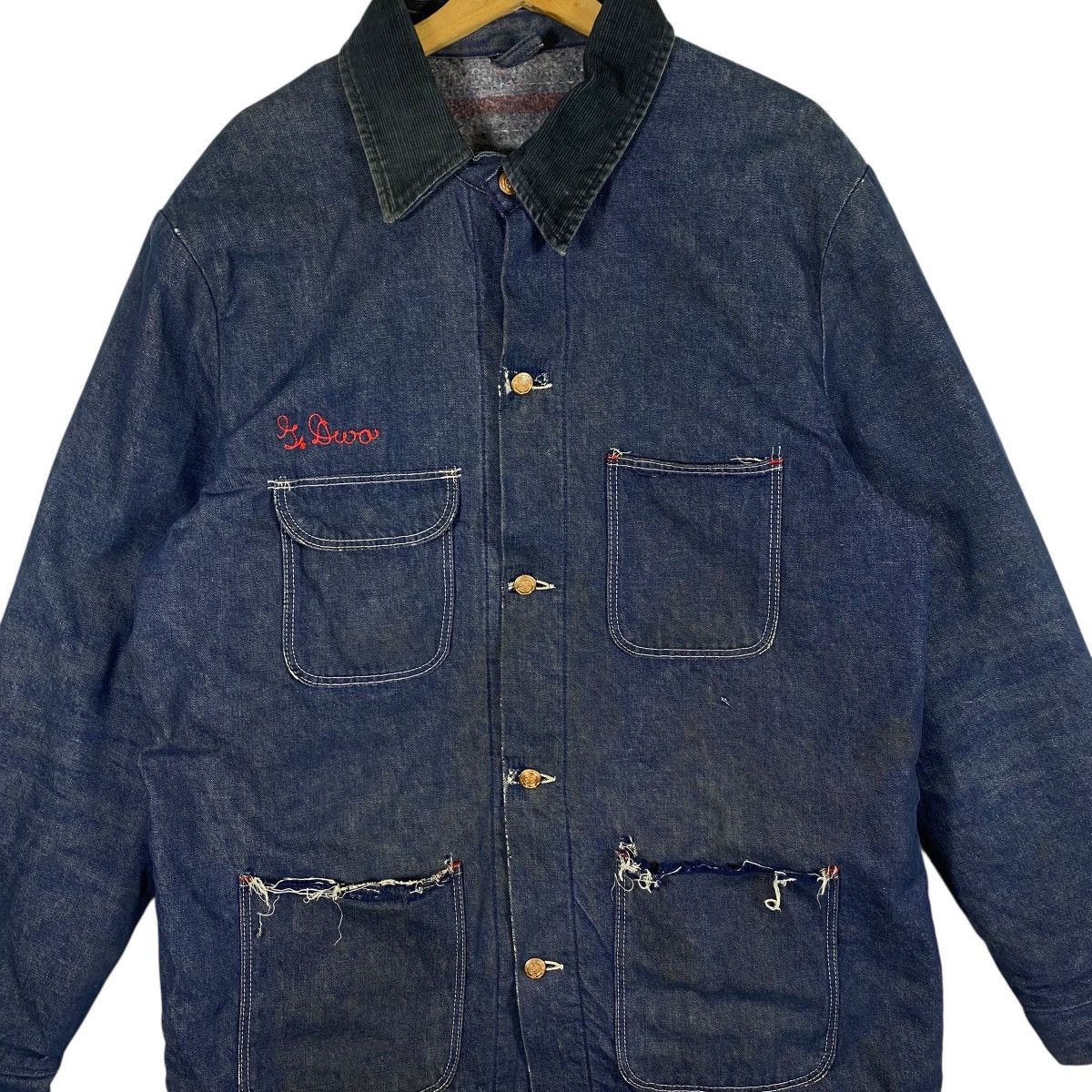 Wrangler Vintage Men’s 1950s Wool Blanket Lined Blue Bell Denim Size US L / EU 52-54 / 3 - 4 Thumbnail