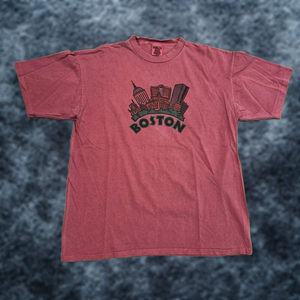 Pinko VINTAGE City Of Boston T Shirt XL Pink 90s University Single Stitch Vtg Mens Womens Size US XL / EU 56 / 4 - 1 Thumbnail