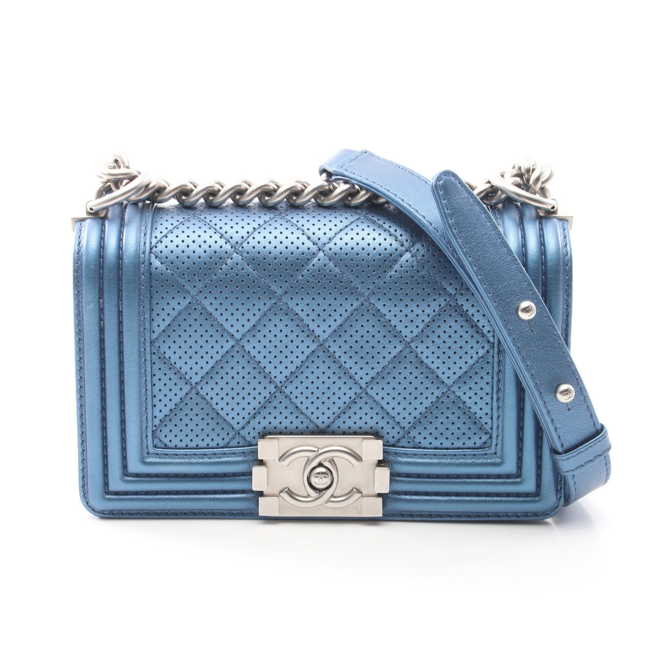 Chanel Chanel Boy Chanel Small Chain Shoulder Bag Leather Blue Silver Hardware Size ONE SIZE - 1 Thumbnail