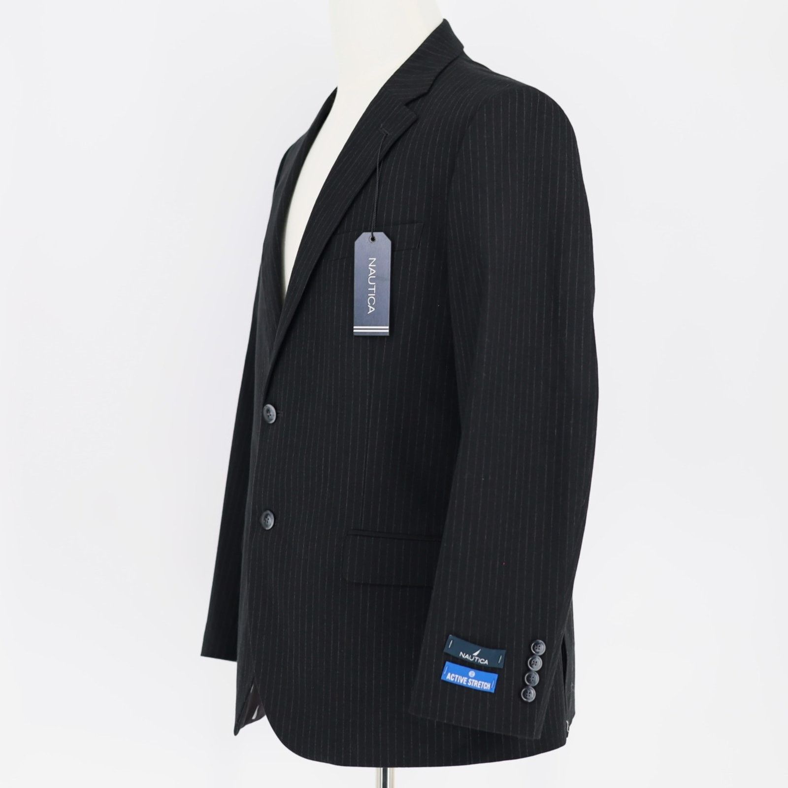 Nautica Nautica Men's Black Stripe Modern-Fit Suit Blazer Size 42S Size 42S - 5 Thumbnail