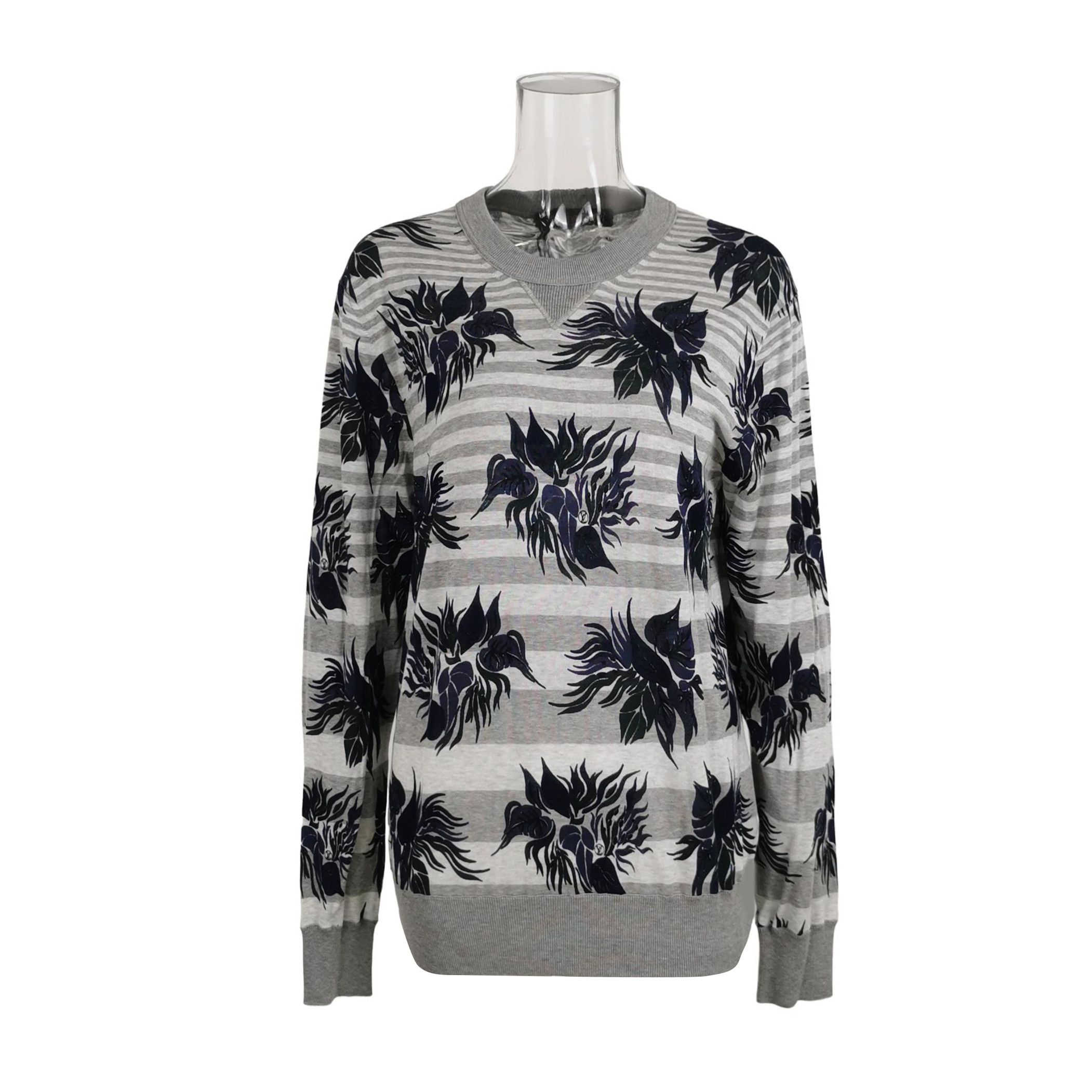 Louis Vuitton Louis Vuitton Floral Striped Knit Sweater Size L Size US L / EU 52-54 / 3 - 1 Thumbnail