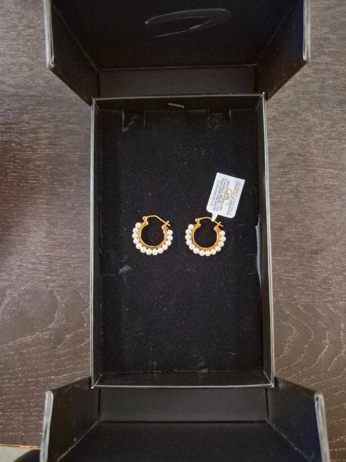 The Unbranded Brand Cultured Freshwater Pearl Hoop Earrings 14k Gold-Plated St Size ONE SIZE - 2 Thumbnail