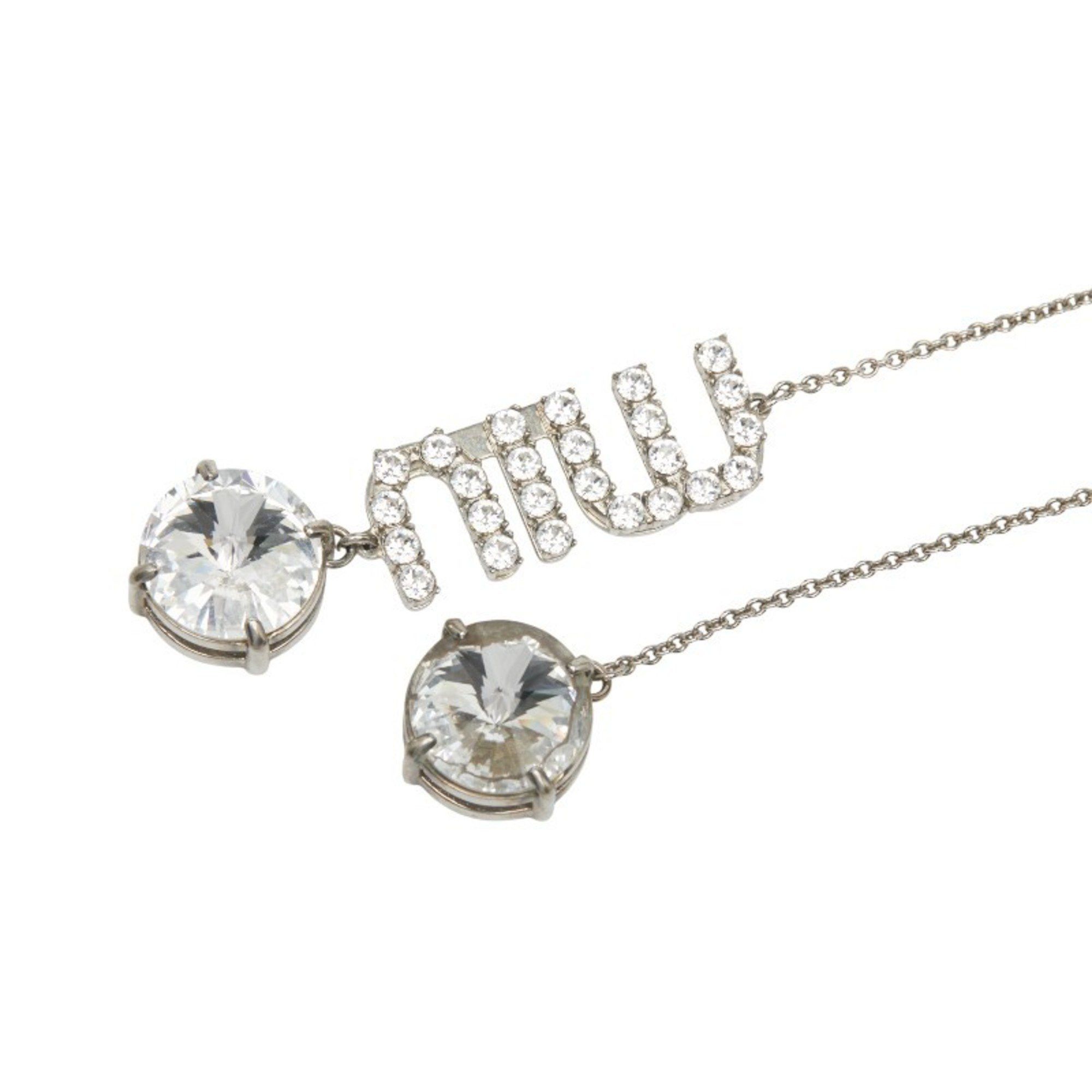 Miu Miu Miu Miu Miu logo rhinestone necklace choker in silver metal for women. Size ONE SIZE - 1 Thumbnail
