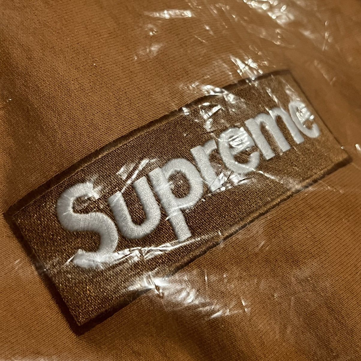 Image of Supreme Mustard Box Logo Hoodie XL 2021 in Light Mustard, Men's