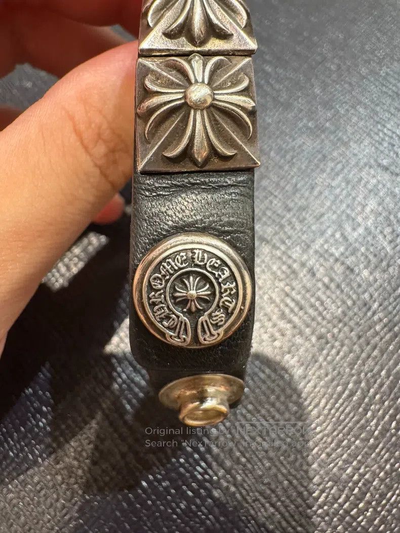 Chrome Hearts CHROME HEARTS Full Sugar Candy Cross Flower Black Leather Size ONE SIZE - 4 Thumbnail