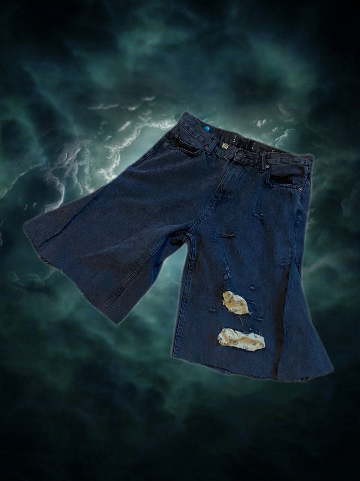 Vintage custom made flared jeans shorts, jorts, avantgarde, archive Size US 31 - 1 Thumbnail