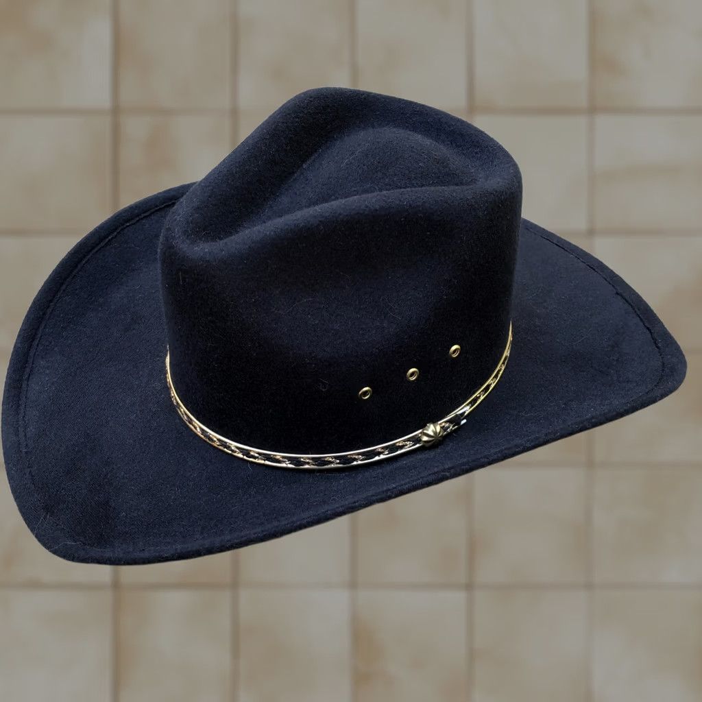Express WESTERN EXPRESS Cowboy Felt Hat Men's M Black Wide Brim Cap Size ONE SIZE - 1 Thumbnail