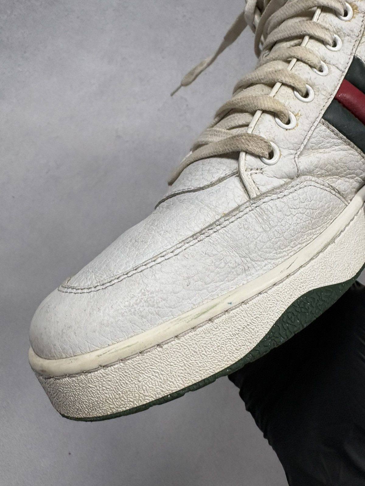 Gucci Gucci Praga Karibu Leather High Top Sneakers Web Stripe 28.5 Size US 11 / EU 44 - 24 Thumbnail