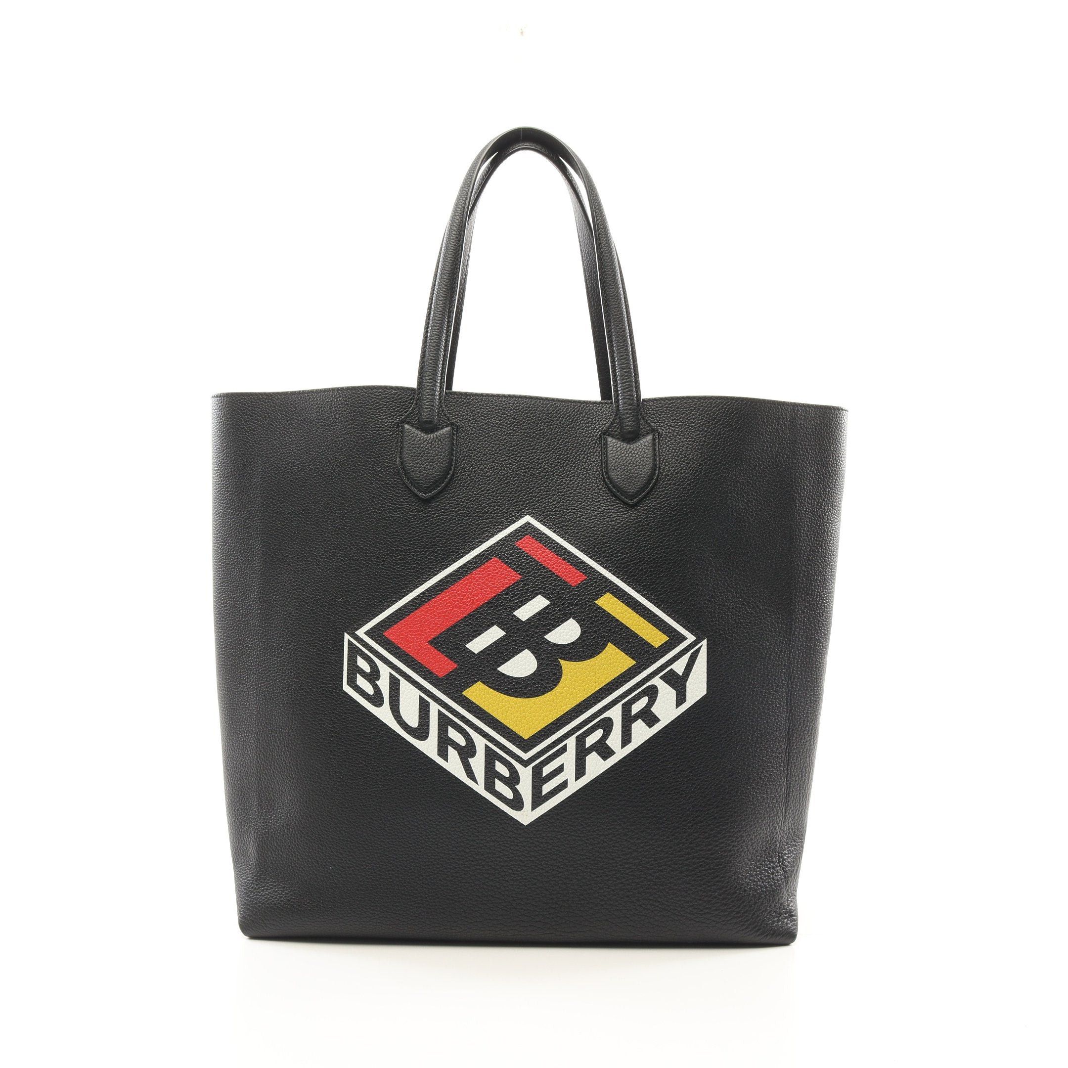 Burberry Burberry Lg Kane Handbag Tote Bag Leather Black Size ONE SIZE - 1 Thumbnail