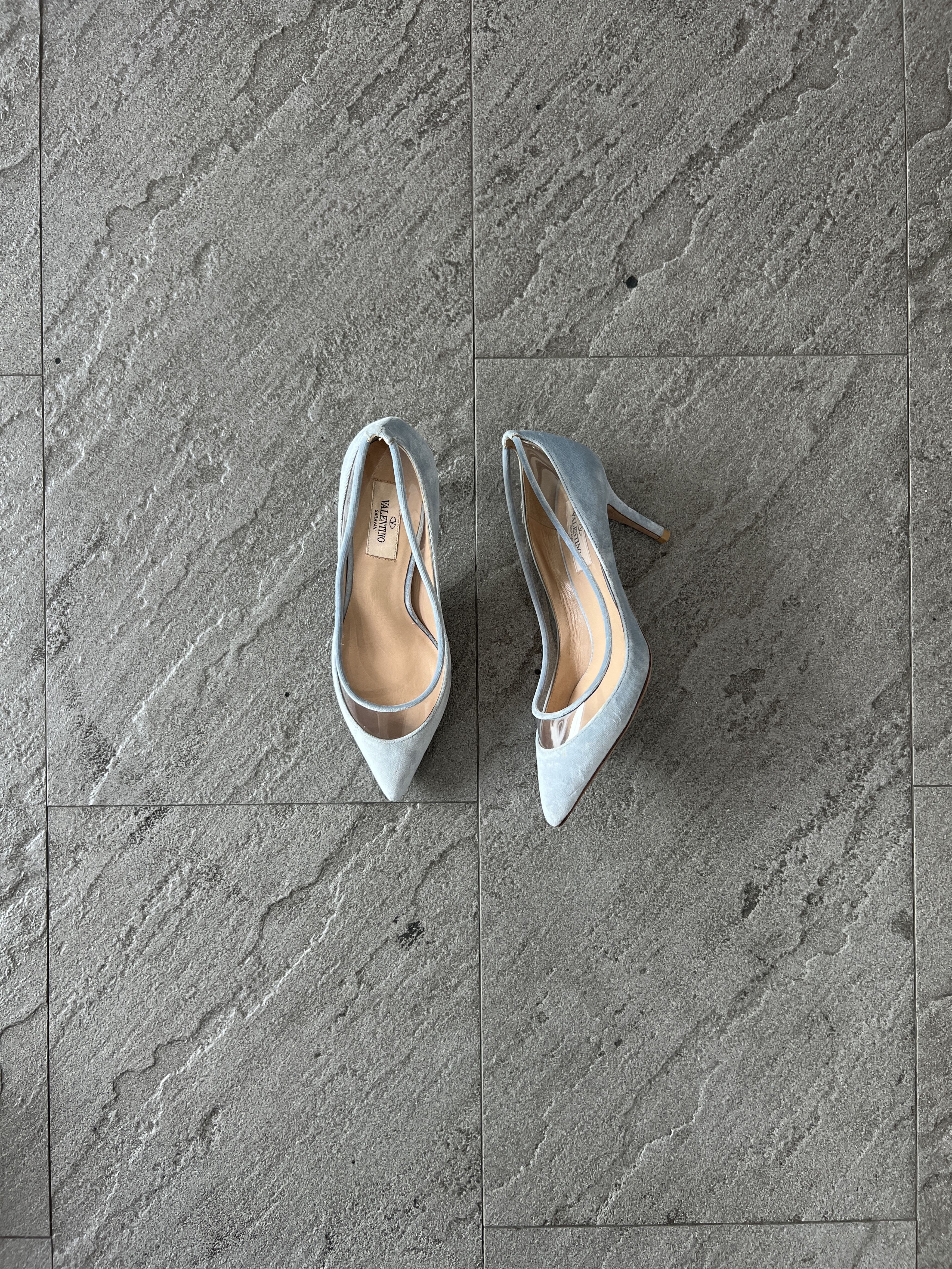 Valentino Valentino Garavani Plexi Suede Heels 36.5 Blue Size US 6.5 / IT 36.5 - 1 Thumbnail