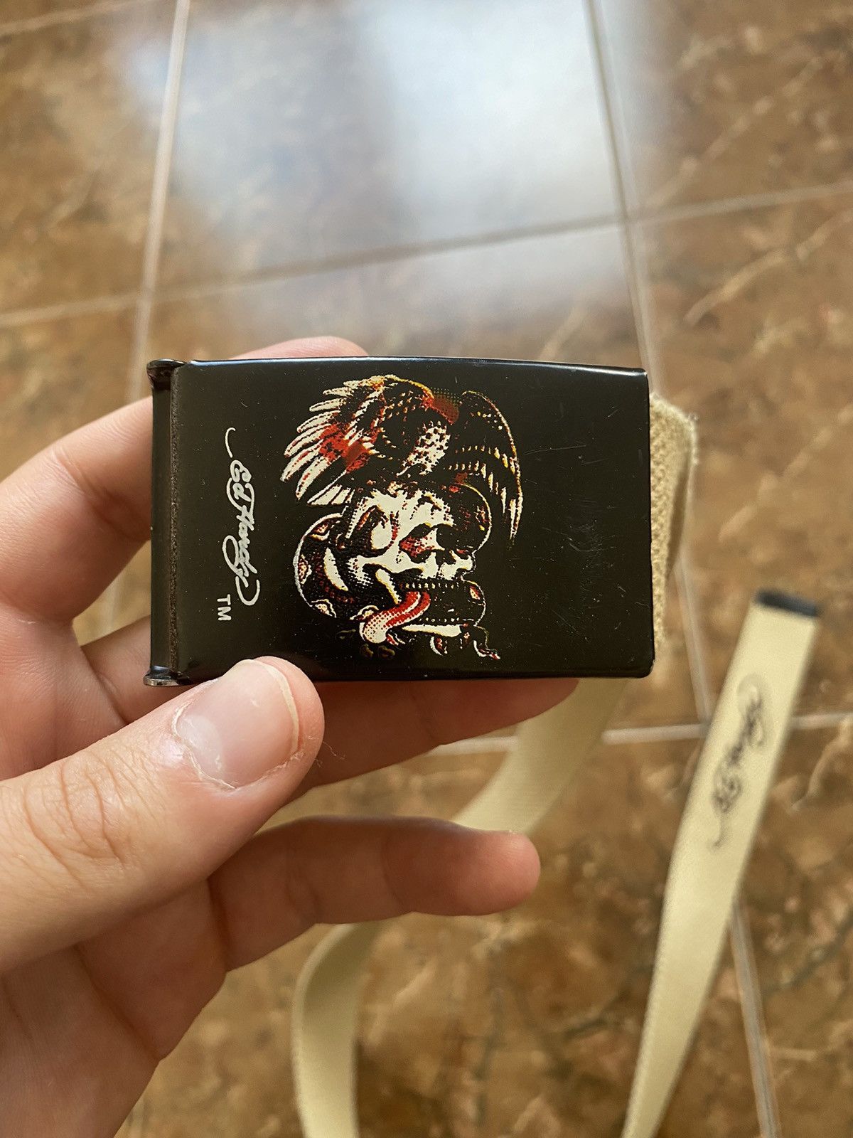 Ed Hardy 🇺🇸 Vintage 90s Ed Hardy Metal Punk Rock Emo Goth Belt Japan Size ONE SIZE - 6 Thumbnail
