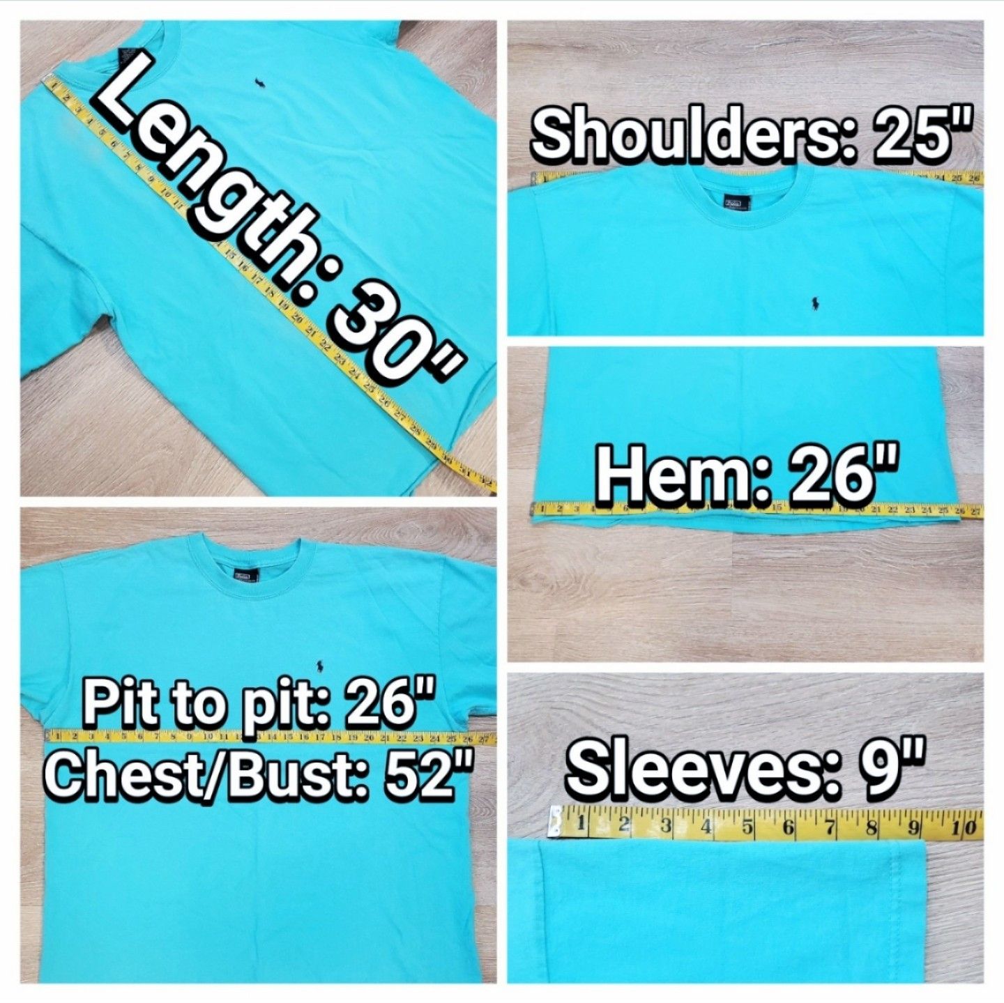 Polo Ralph Lauren × Vintage Vintage 90s Polo Ralph Lauren Crew Neck T-Shirt Aqua Blue Size US XXL / EU 58 / 5 - 10 Thumbnail