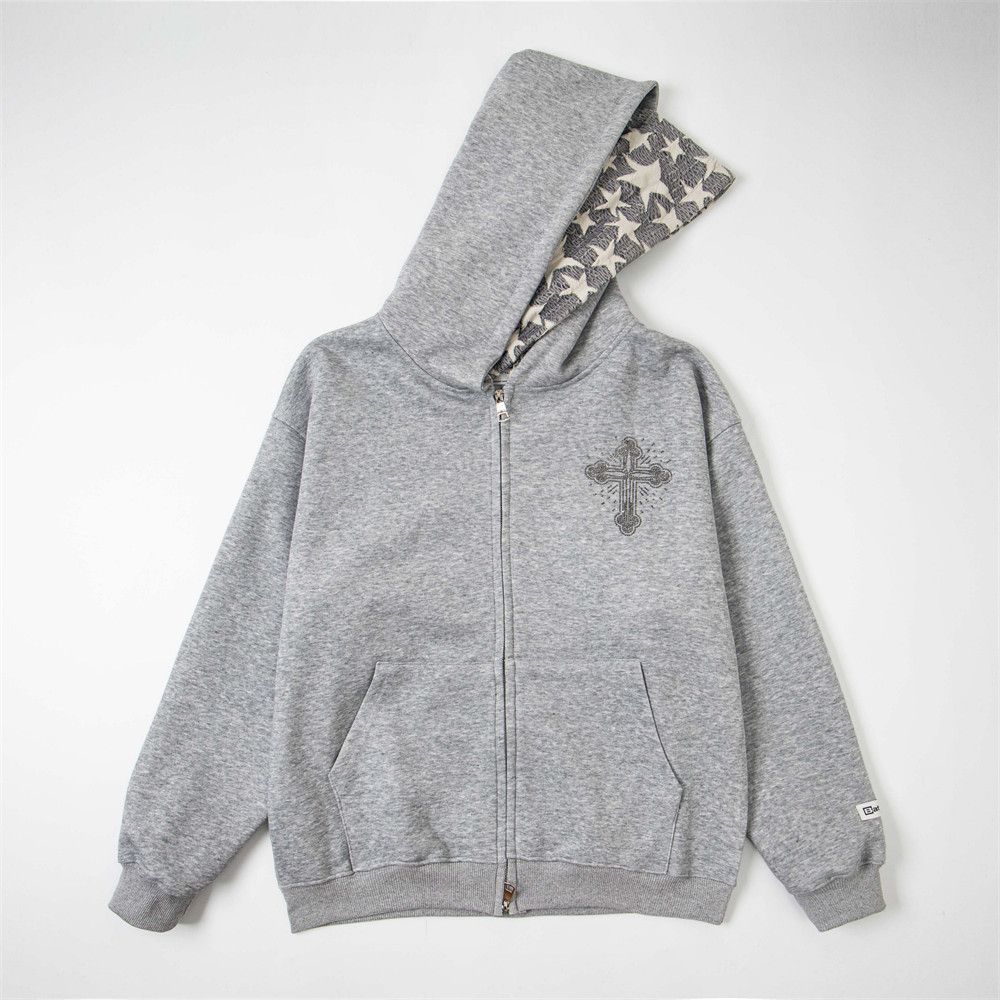 Vintage Men's casual retro loose stitching cross hoodie Size US M / EU 48-50 / 2 - 3 Thumbnail