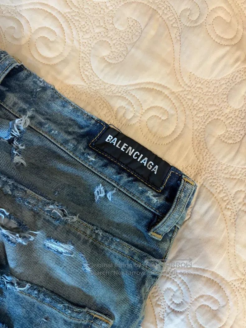 Balenciaga Balenciaga size S Distressed Bleach Washed Denim Jeans Size US 27 - 4 Thumbnail