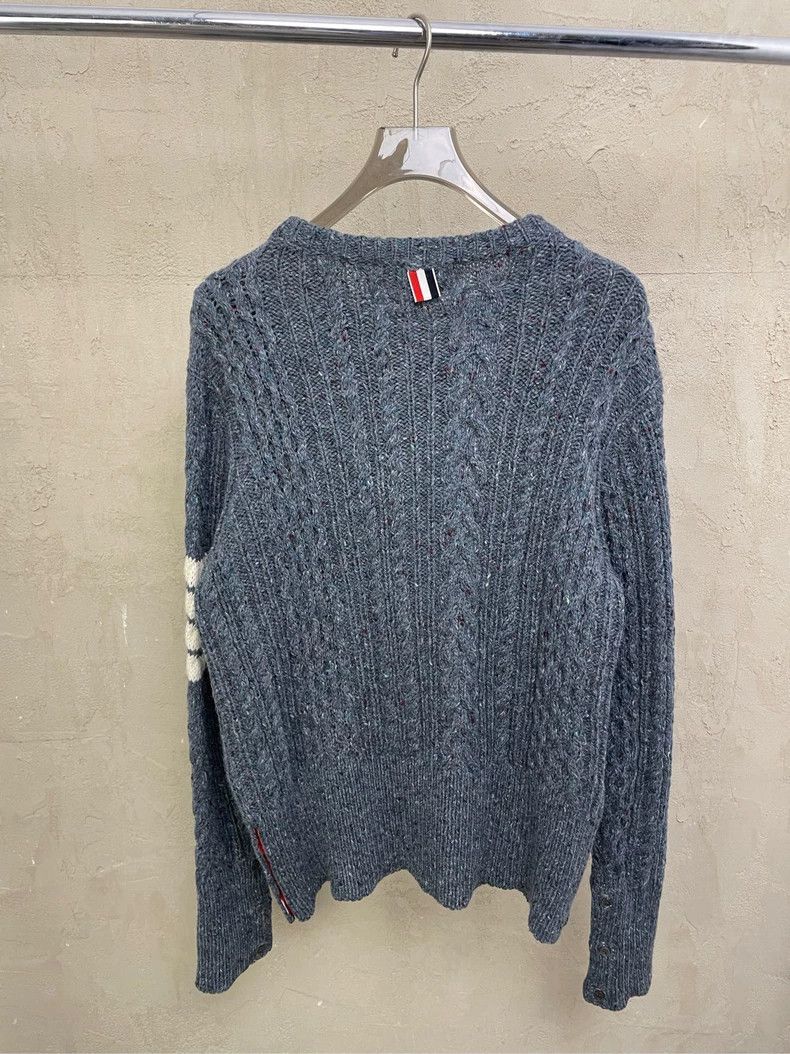 Thom Browne Thom browne Blue-gray four-striped knitted round-neck wool Size US XXL / EU 58 / 5 - 2 Thumbnail