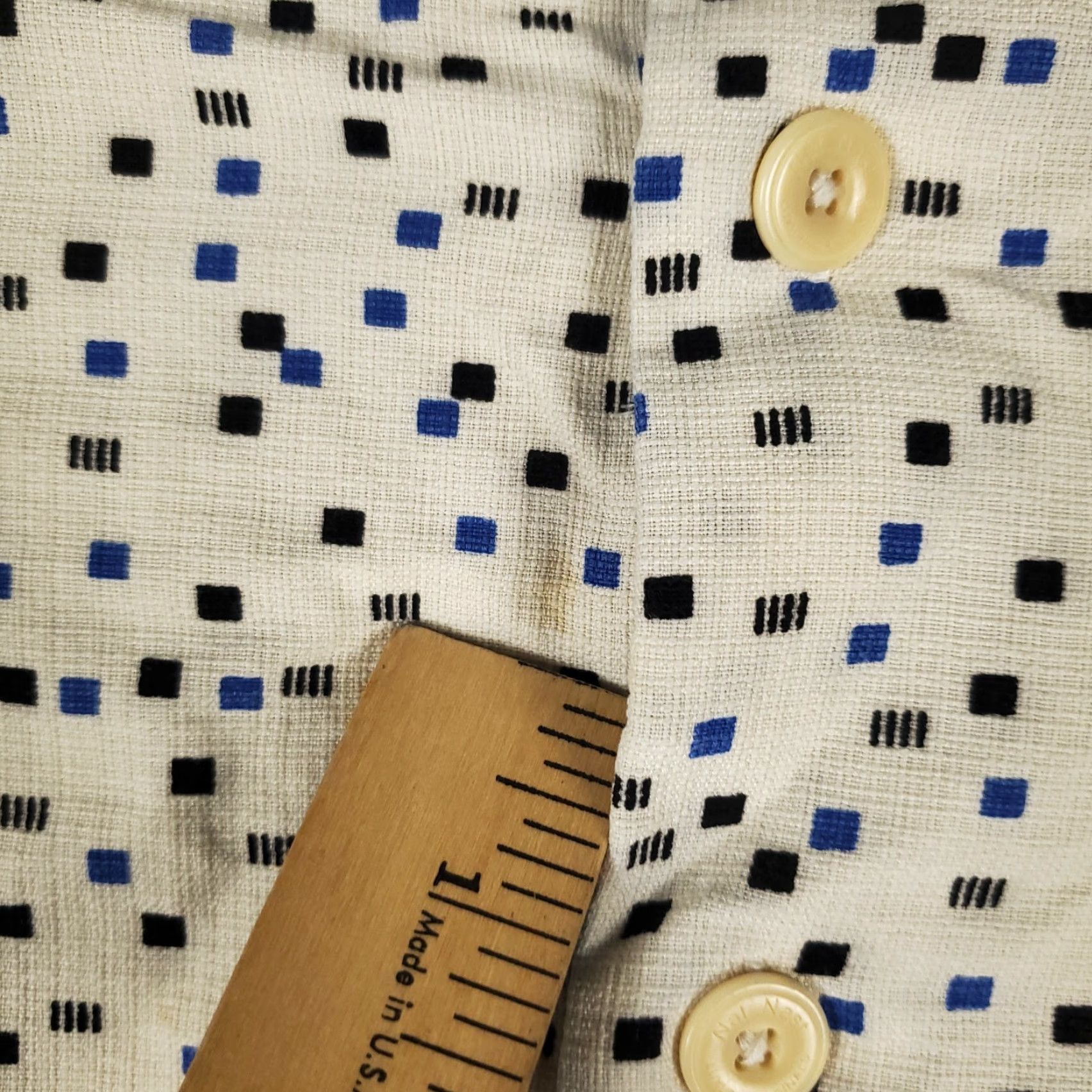 Nat Nast Nat Nast Shirt Mens 2XT Ivory/Blue Silk Blend Button Up Short Sleeve Size US XXL / EU 58 / 5 - 3 Thumbnail
