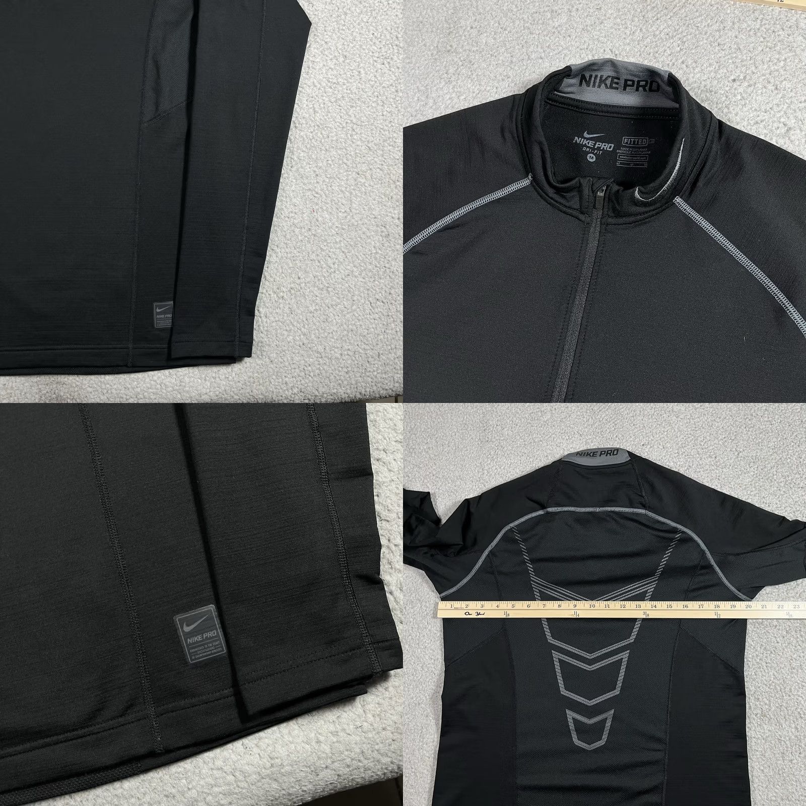 Nike Nike Pro Combat 1/4 Zip Pullover Mens M Black Long Sleeve Fitted Compression Shirt Size US M / EU 48-50 / 2 - 8 Thumbnail