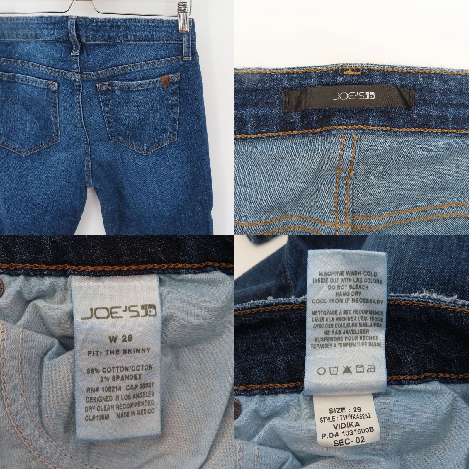 Vintage Joes Jeans Women 29 The Skinny Denim Jeans Distressed 5-Pocket Blue Cotton Blend Regular Rise Mid 8.5-10.5in Vintage No Size 29" - 8 Thumbnail