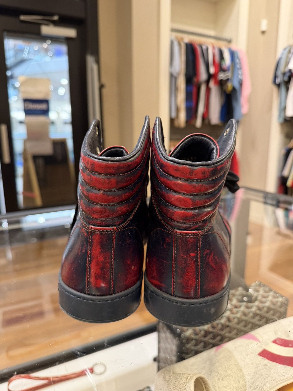 Gucci Gucci Marbled Distressed Leather High Top - Red Blue Size US 7 / EU 40 - 6 Thumbnail
