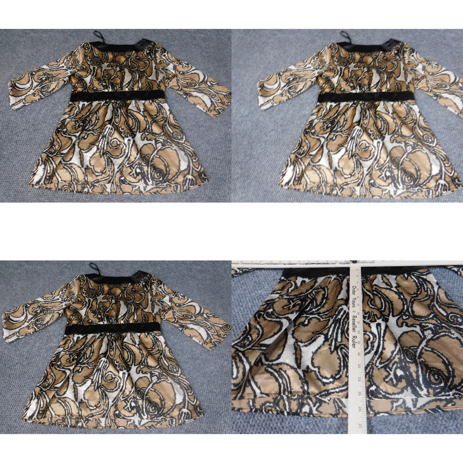 Vintage I.N. Studio Womens Blouse M Regular Brown Floral 3/4 Sleeve Round Neck Pullover Stretch Size M / US 6-8 / IT 42-44 - 8 Thumbnail