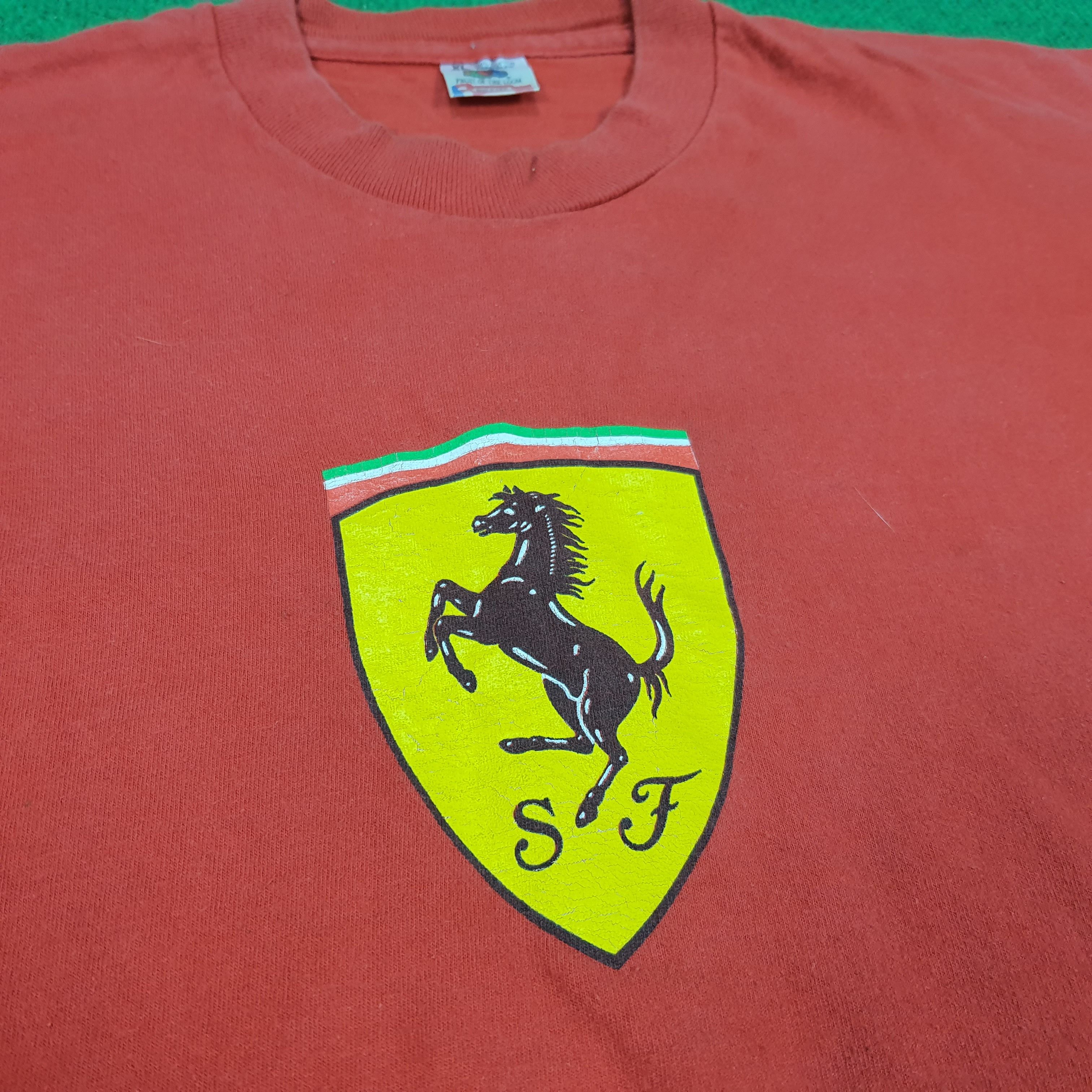 Ferrari × Vintage Vintage Ferrari Big Logo Motorsports Tshirt Size US XL / EU 56 / 4 - 2 Thumbnail