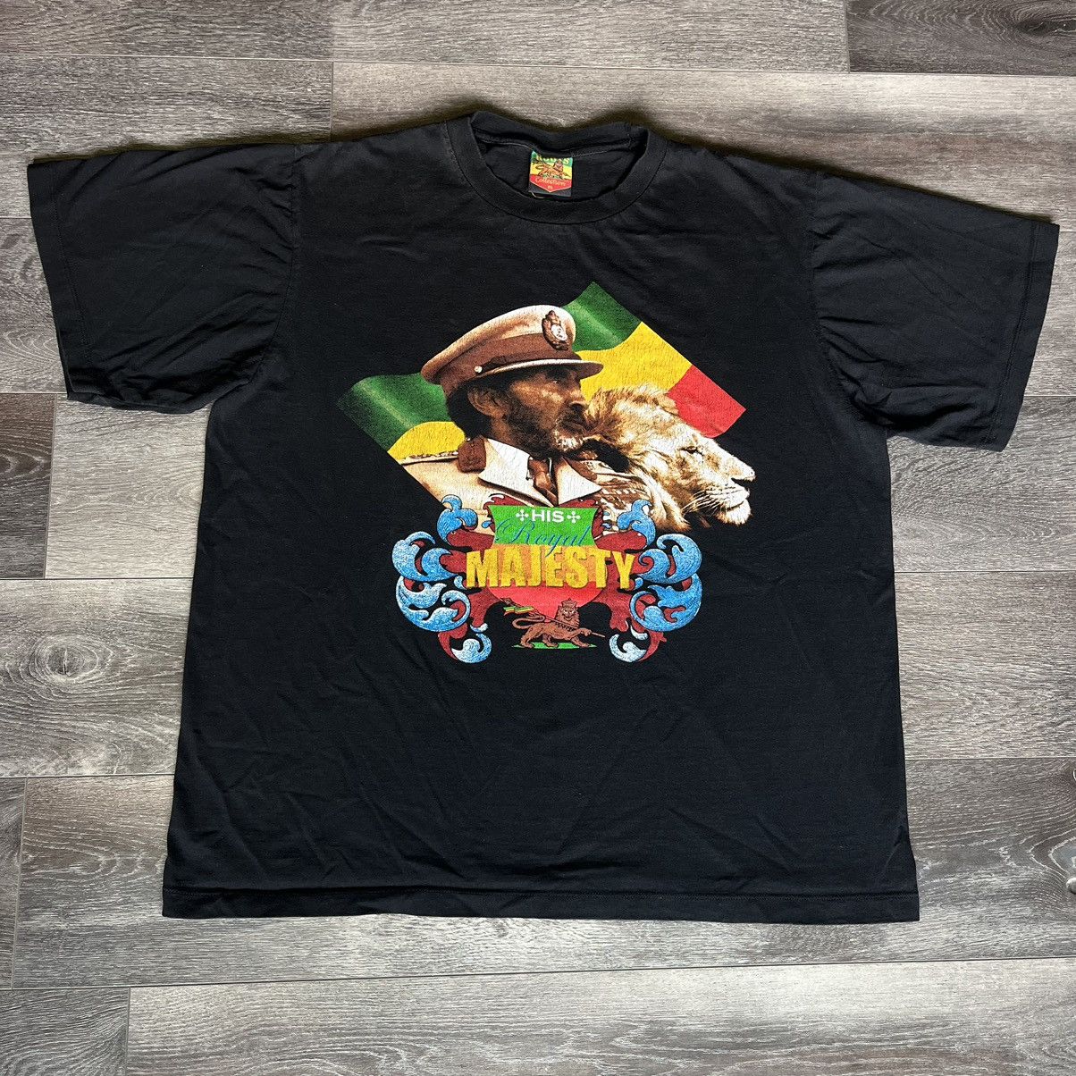 Vintage Vintage 90s Haile Selassie His Royal Majesty Graphic T Shirt Size US XL / EU 56 / 4 - 1 Thumbnail