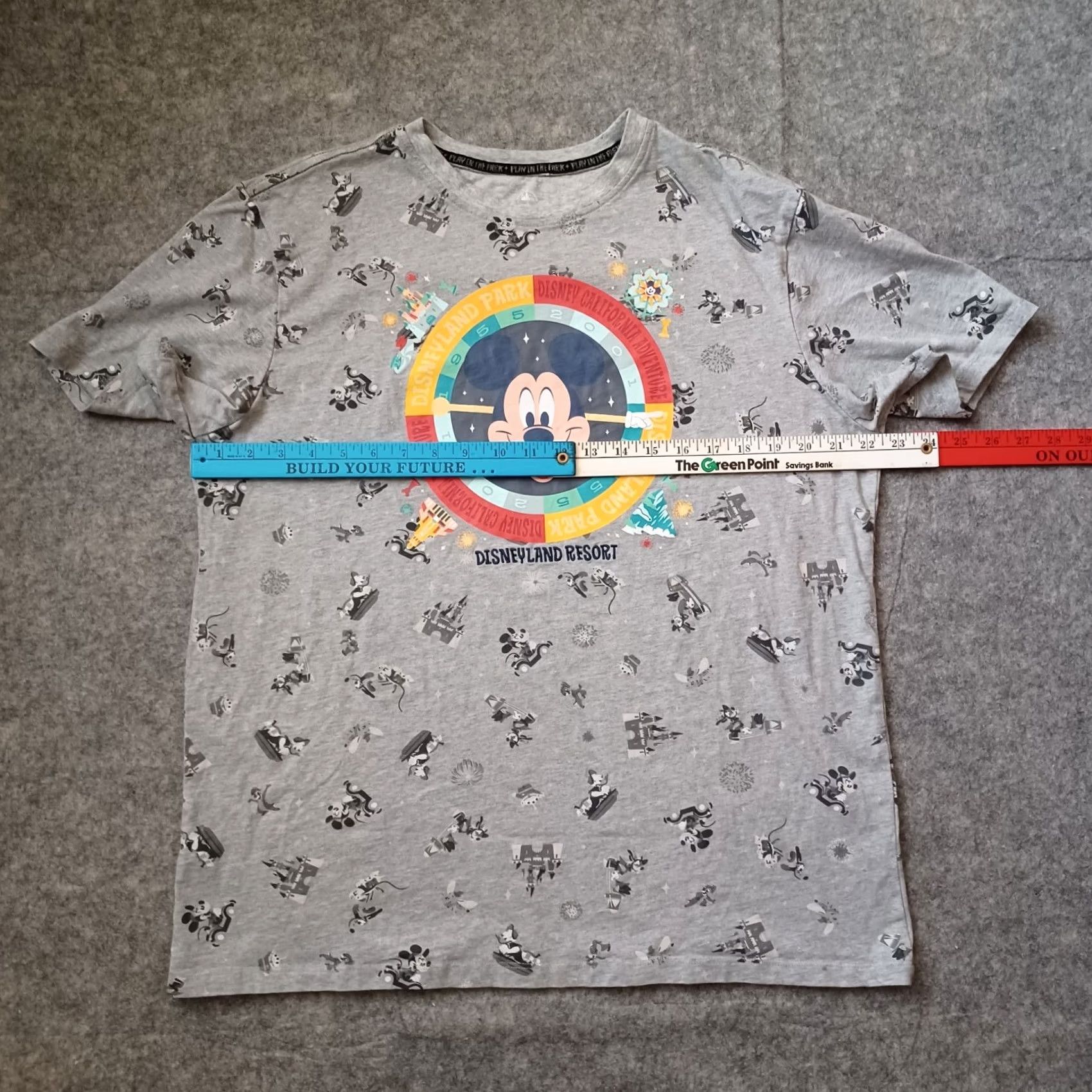 Disney Disneyland T Shirt Mens Large Gray All Over Print Disney Characters Park Shirt Mens L Gray Disney Mickey Mouse 90s Theme Boys Girls Mens Size US L / EU 52-54 / 3 - 4 Thumbnail