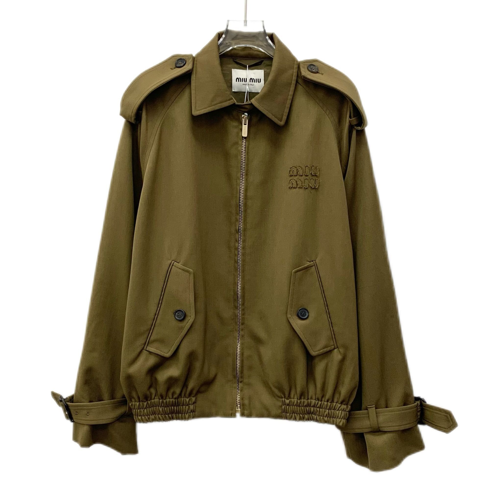 Miu Miu Miu Miu Khaki Green Oversized Cotton Jacket With Elastic Hem Size XS / US 0-2 / IT 36-38 - 1 Thumbnail