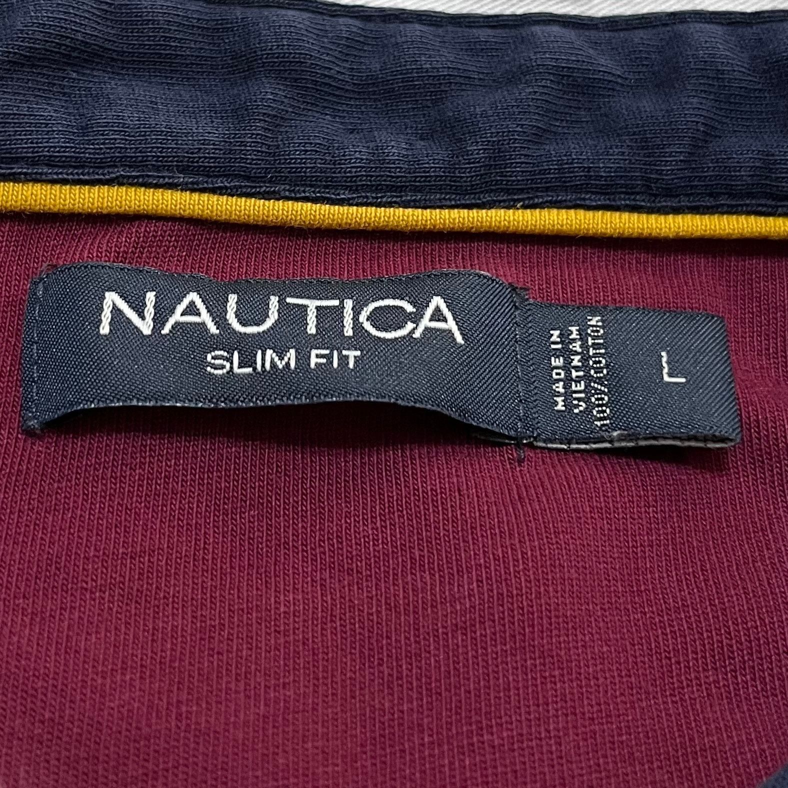 Nautica Nautica Slim Fit Burgundy/Navy Blue Long Sleeve Rugby Polo L Size US L / EU 52-54 / 3 - 4 Thumbnail