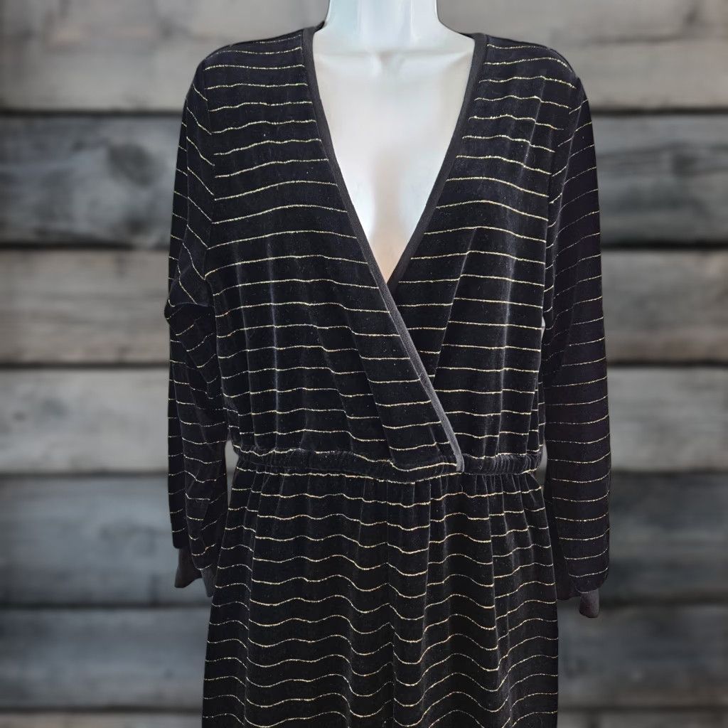 Vintage Suzie Kondi Jumpsuit One-Piece Womens V-Neck Black Gold Striped L Size 36" / US 14 / IT 50 - 1 Thumbnail