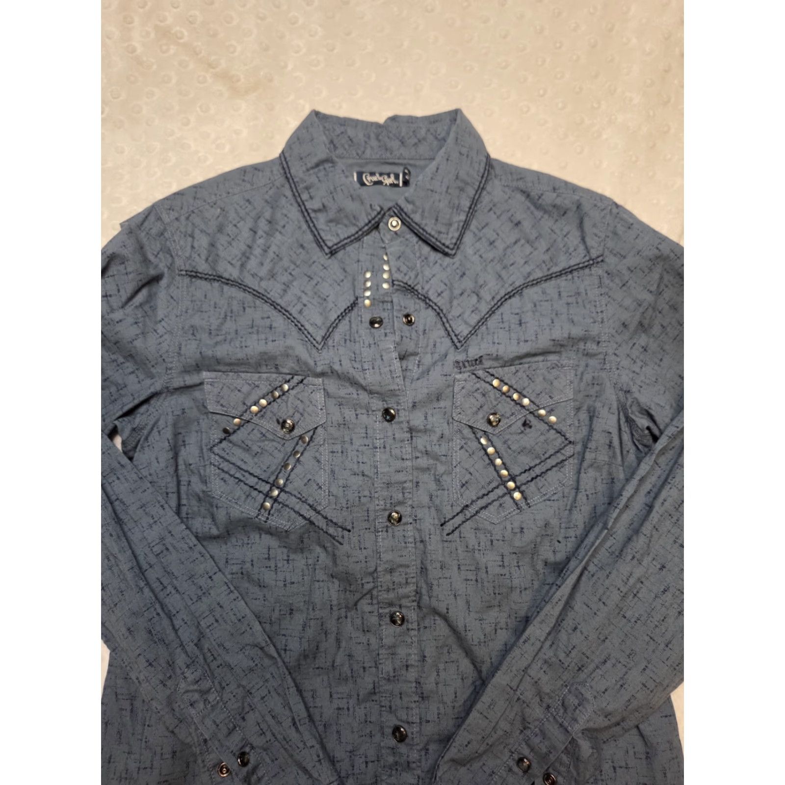 Vintage Cruel Girl Womens M Blue Floral Embroidered Back Long Sleeve Snap Western Shirt Size M / US 6-8 / IT 42-44 - 5 Thumbnail