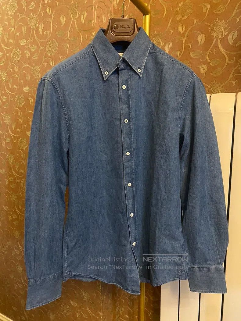 Brunello Cucinelli Brunello Cucinelli Denim Shirt, Sea Island Cotton Size US S / EU 44-46 / 1 - 1 Thumbnail