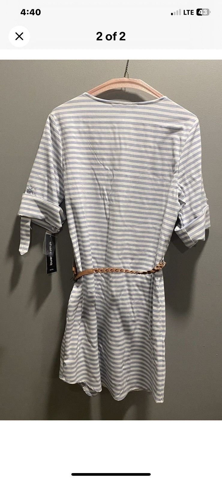 Other NEW W/TAGS Sht Slve Blue & White Striped Dress/Top w/Belt Size M / US 6-8 / IT 42-44 - 2 Thumbnail