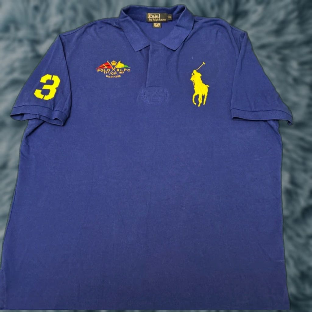 Polo Ralph Lauren VINTAGE Polo Ralph Lauren Big Pony Yacht Club Crest Flag Collared Polo Shirt XL Blue Mens Classic 90s Hip Hop Outdoor Preppy Y2K Size US XL / EU 56 / 4 - 1 Thumbnail
