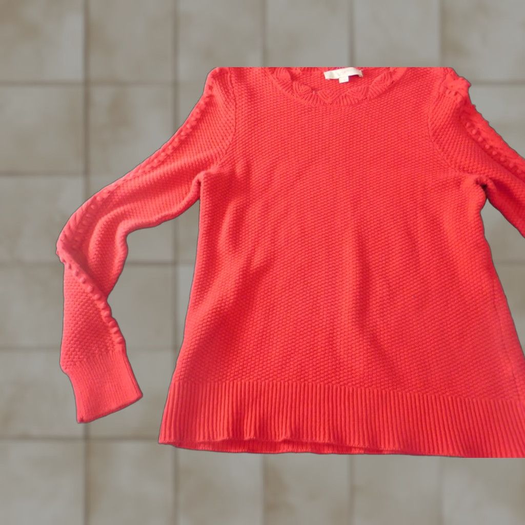 Loft LOFT Sweater Shirt Womens Regular Medium Red Knit Crew Neck Pullover Casual Knit Pattern Long Sleeve Vintage No Size M / US 6-8 / IT 42-44 - 1 Thumbnail
