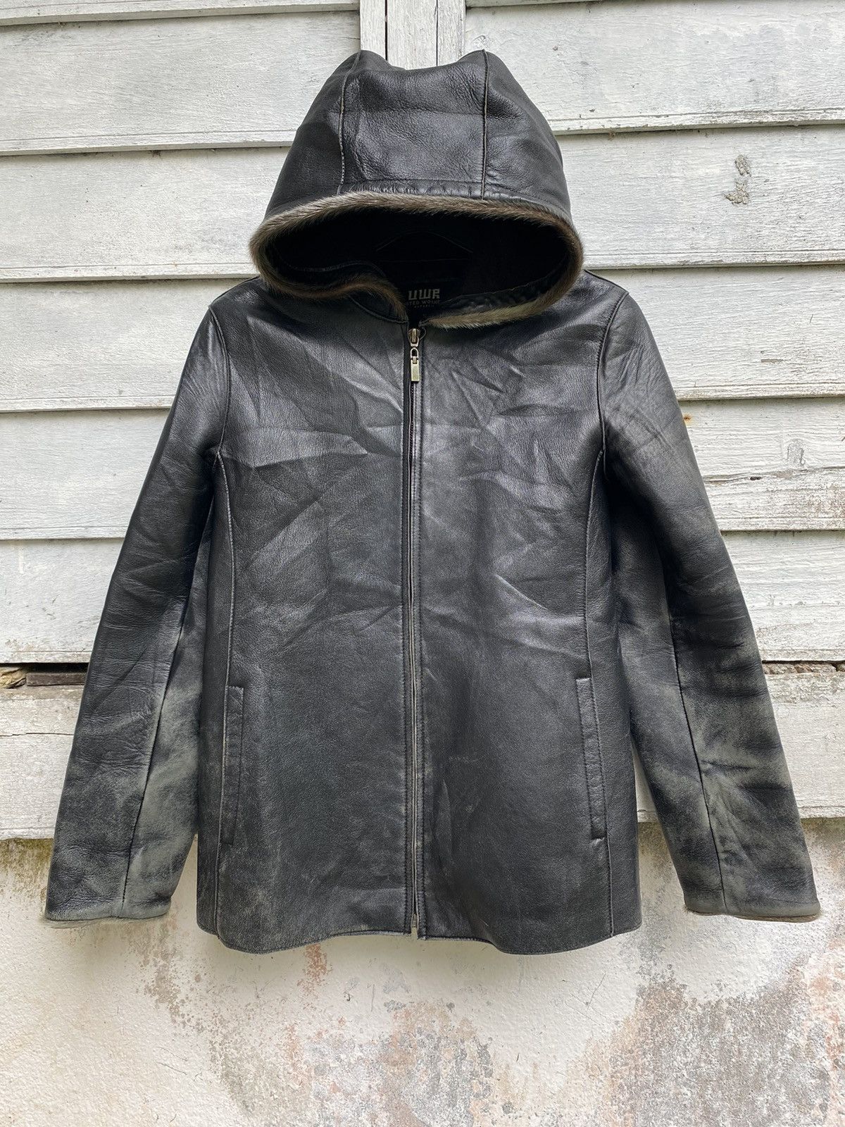 Genuine Leather United Worker Republic (UWR) Fur Lining Leather Hoodie JKT Size US S / EU 44-46 / 1 - 1 Thumbnail