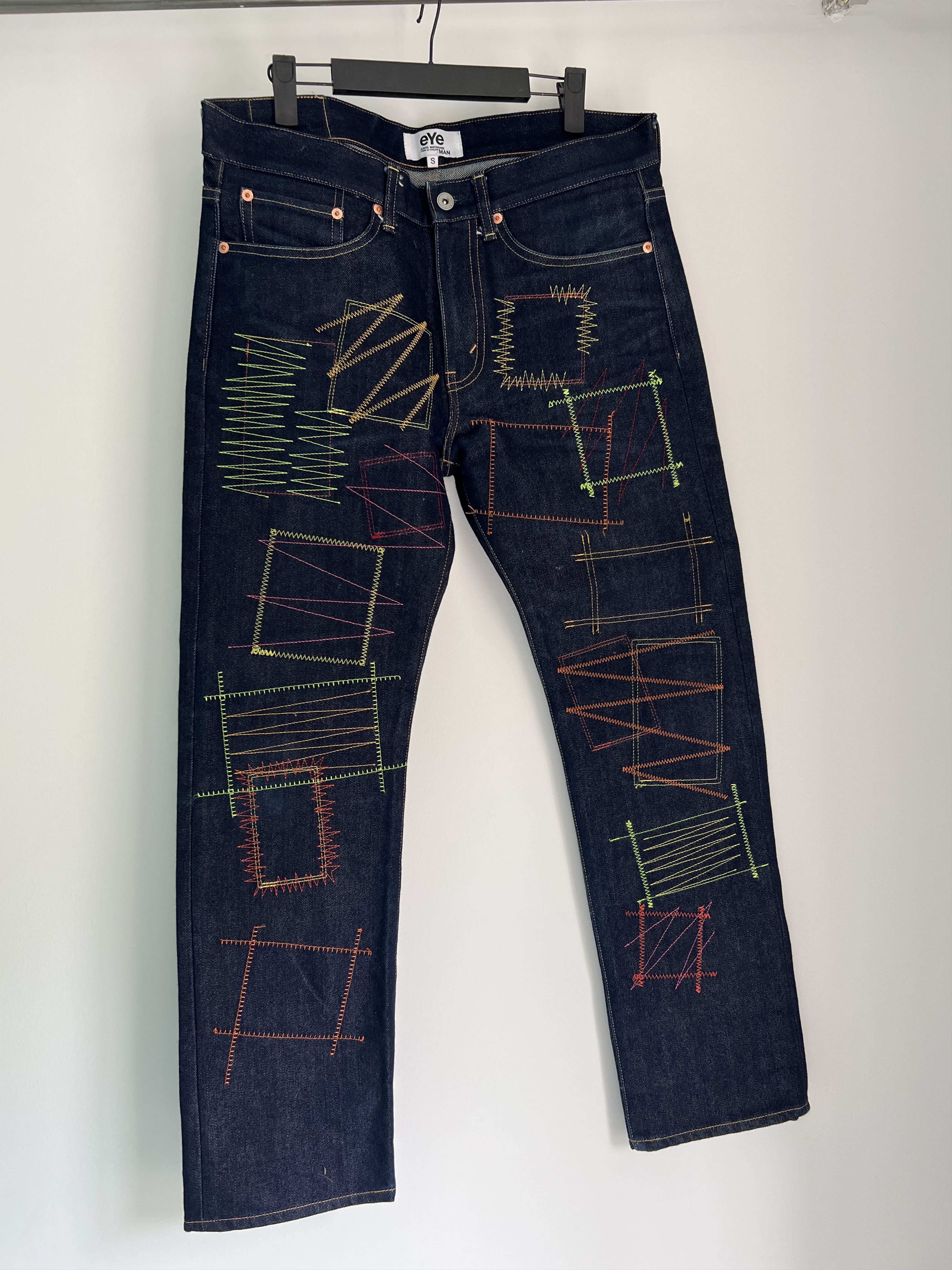 Comme des Garcons × Junya Watanabe eye Junya Watanabe cdg multicolor embroidered denim pants Size US 32 / EU 48 - 2 Thumbnail