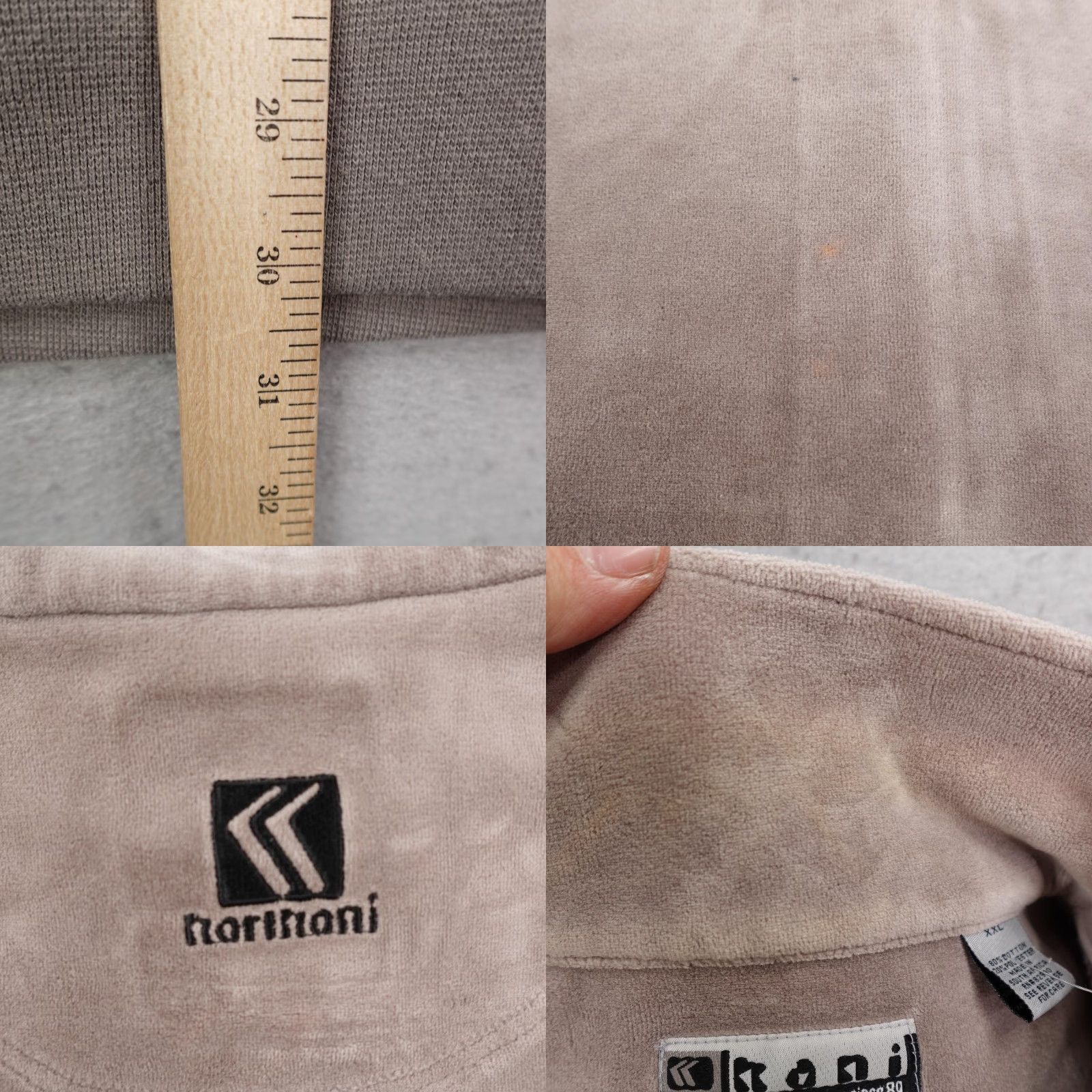 Karl Kani VINTAGE Karl Kani Jacket Mens 2XL Beige Velour Track Jacket Full Zip 90s Hip Hop Mens Size US XXL / EU 58 / 5 - 8 Thumbnail