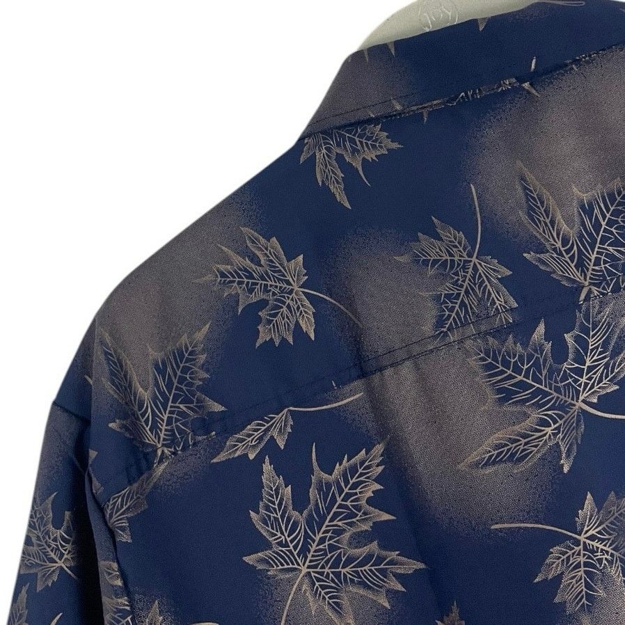 Other Mens Navy & Gold Foil Leaf Print Short Sleeve Button Down Size US L / EU 52-54 / 3 - 4 Thumbnail