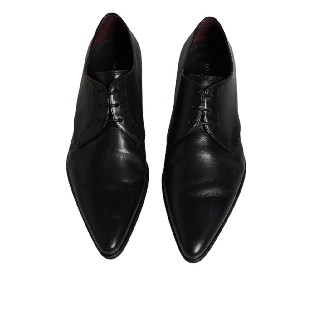 Dolce & Gabbana Dolce & Gabbana Black Leather Lace Up Men Derby Formal Shoes Size US 11 / EU 44 - 3 Thumbnail