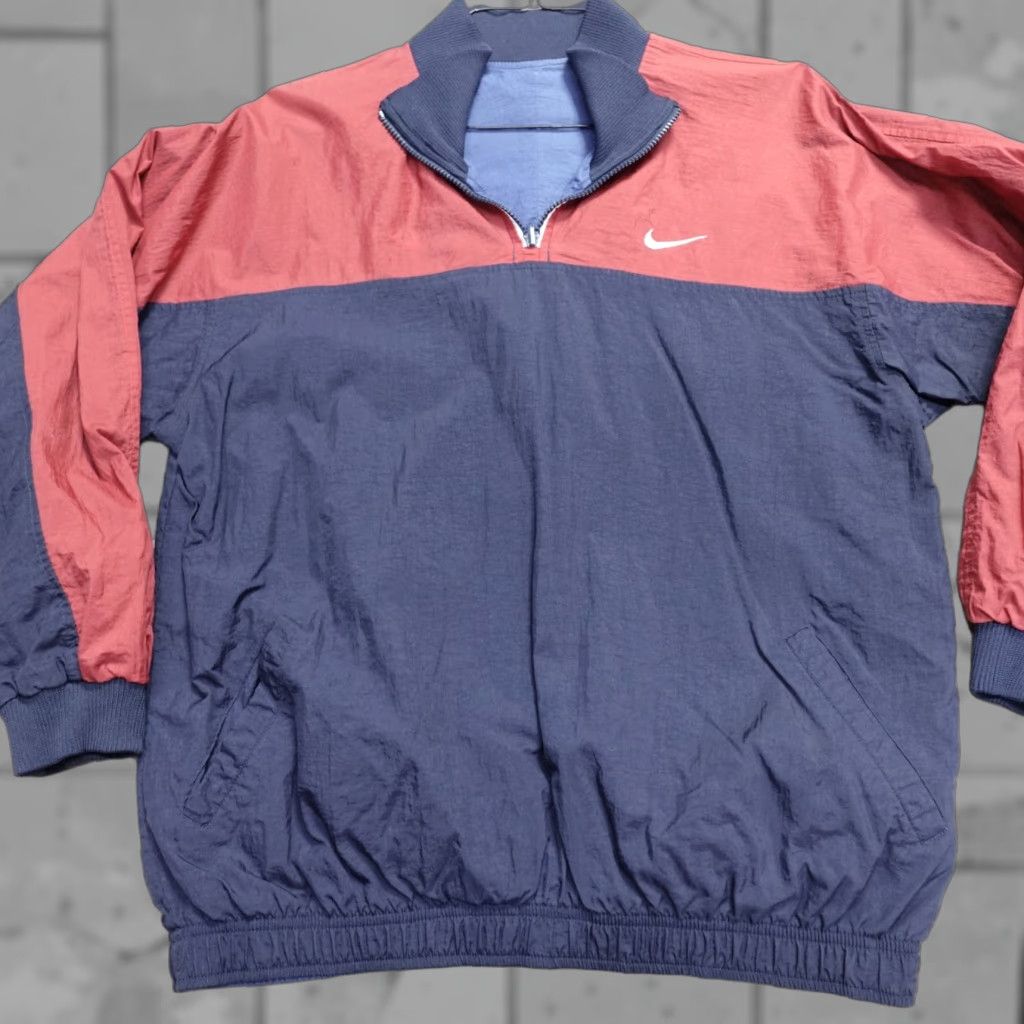 Nike VINTAGE Nike Womens Jacket XL Blue Windbreaker 1/4 Zip Reversible Raglan Size XL / US 12-14 / IT 48-50 - 1 Thumbnail