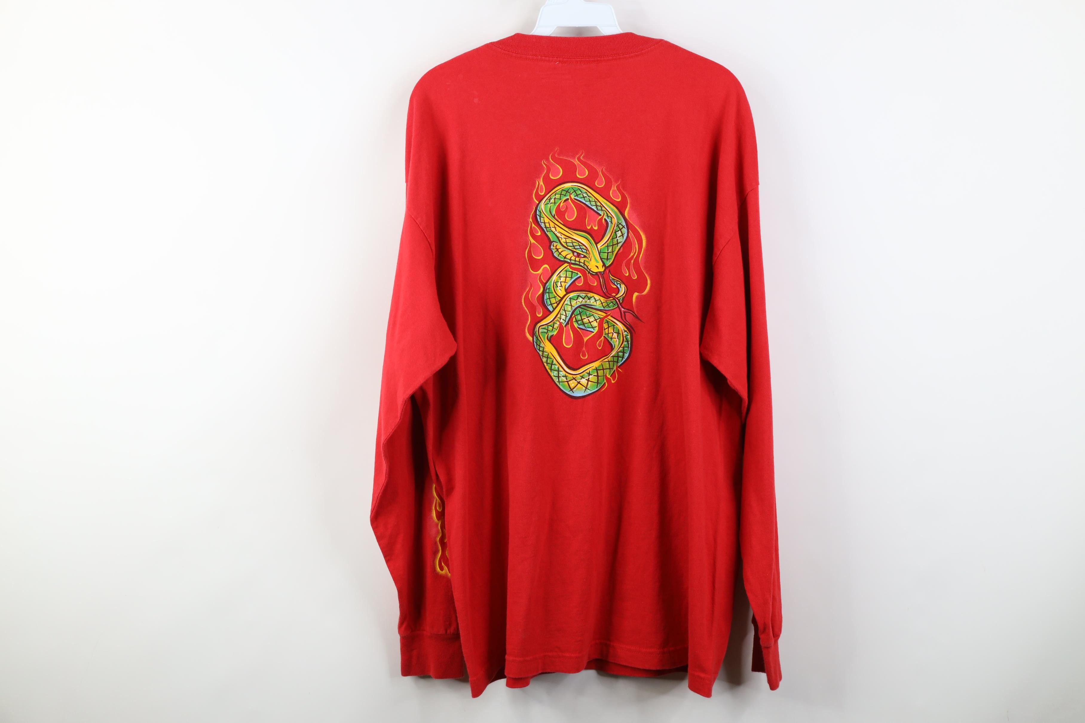 Vintage Vintage 90s Y2K Streetwear Snake Fire Long Sleeve T-Shirt Size US XL / EU 56 / 4 - 15 Thumbnail