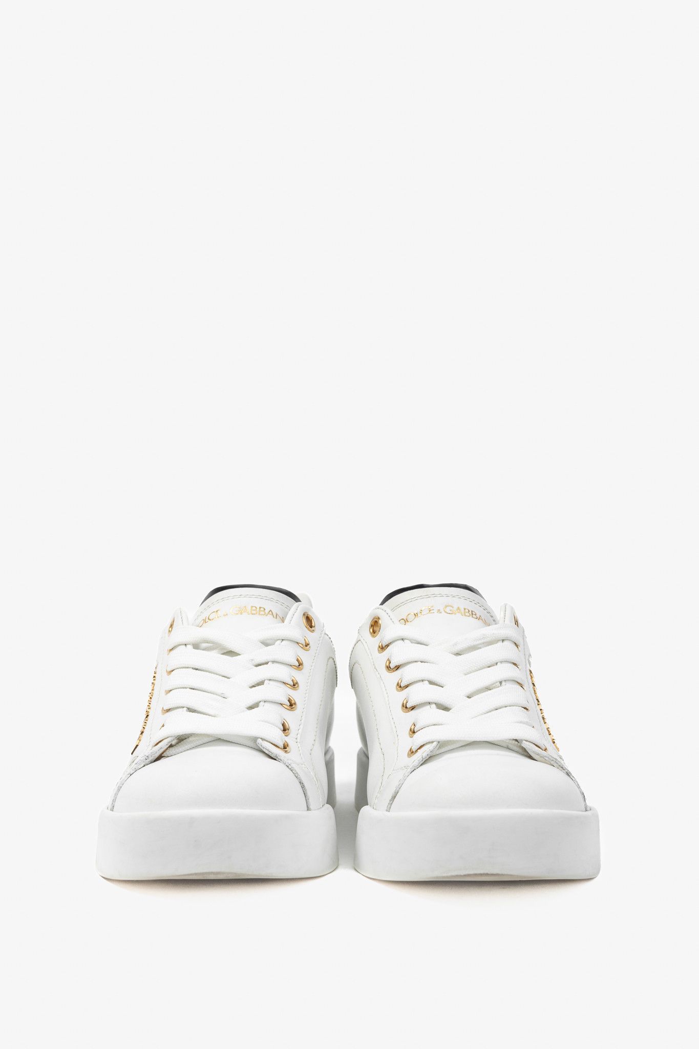 Dolce & Gabbana Dolce & Gabbana Portofino Leather Pearl-Embellished Sneakers Size US 5.5 / IT 35.5 - 2 Thumbnail