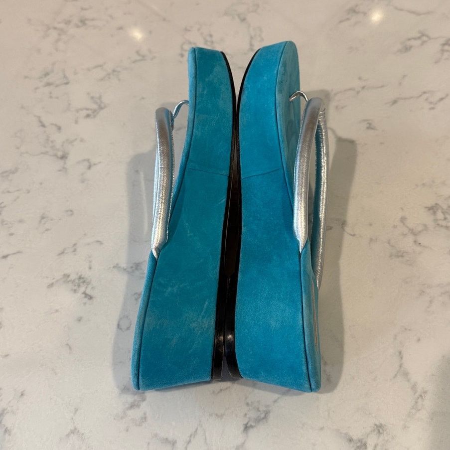 Michael Kors Rare Michael Kors Y2K platform flip flop sandals silver teal Size US 10 / IT 40 - 8 Thumbnail