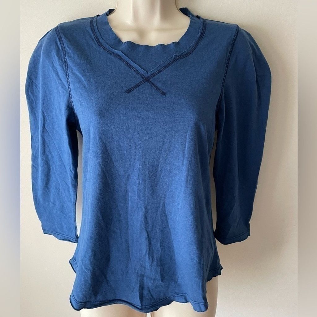 Free People We The Free Puff Shoulder Top Midnight Hour Blue Size XS NWT Size XS / US 0-2 / IT 36-38 - 4 Thumbnail